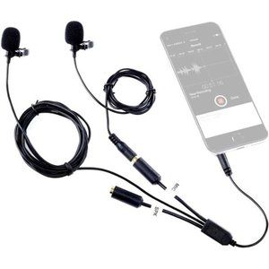 Professional Lavalier Lapel Clipon Interview PodcastMicrophone with SecondaryMic